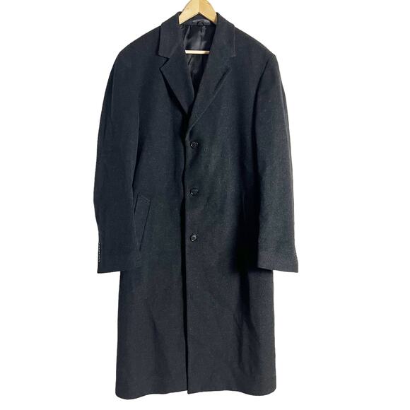 Vintage Stafford Men’s Black Wool Single Breasted Topper Overcoat Size 40 Long - Picture 1 of 15
